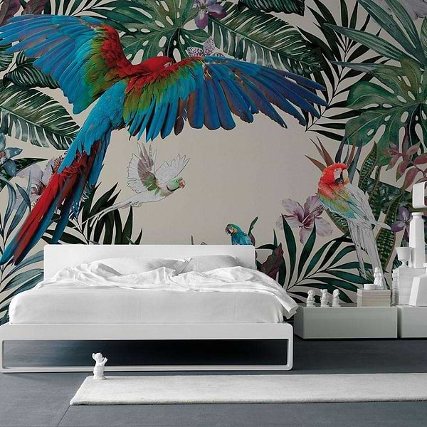 Parrots-behang-Tapete-Inkiostro Bianco-Selected Wallpapers