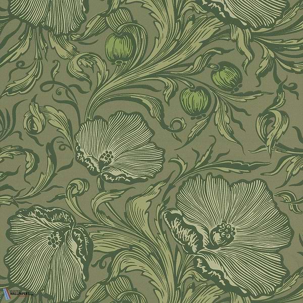 Poppy Trail-behang-Tapete-Little Greene-Sage Green-Rol-0263PTSAGEG-Selected Wallpapers