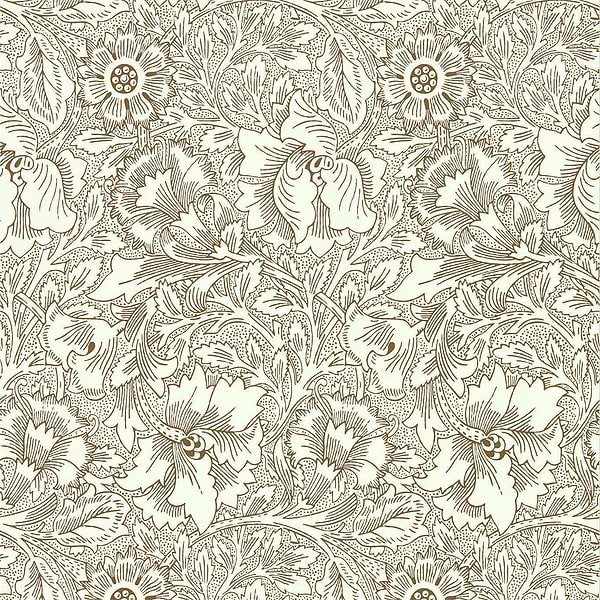Poppy-behang-Tapete-Morris & Co-Cream/Chocolate-Rol-216957-Selected Wallpapers