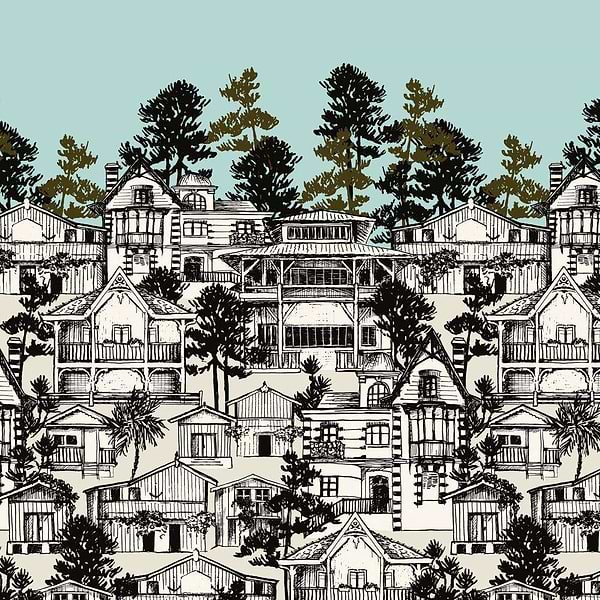 Premiere Ligne-behang-Tapete-Isidore Leroy-Bleu-Paneel-06242603-Selected Wallpapers