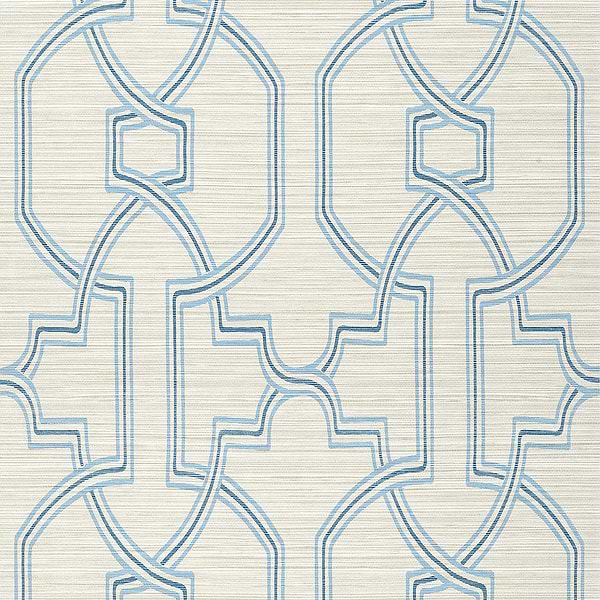 Promenade-Behang-Tapete-Thibaut-Cream and Blue-Rol-T277-Selected Wallpapers