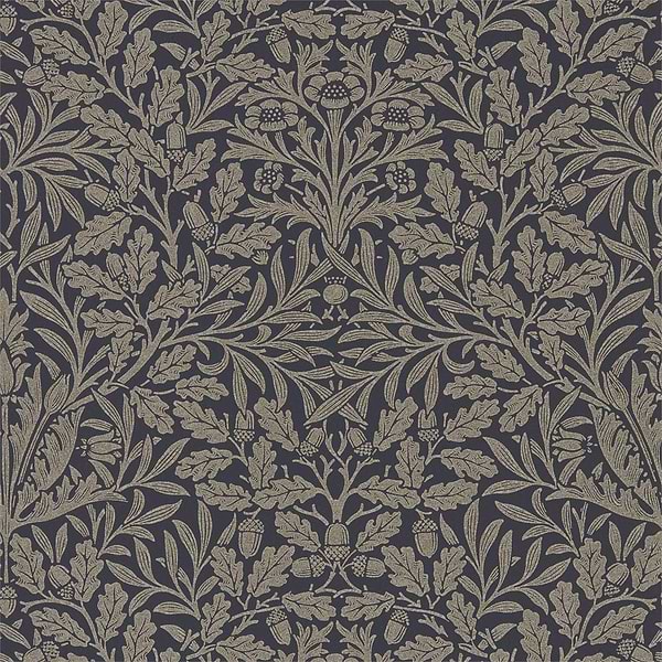 Pure Acorn-behang-Tapete-Morris & Co-Charcoal/Gilver-Rol-216033-Selected Wallpapers