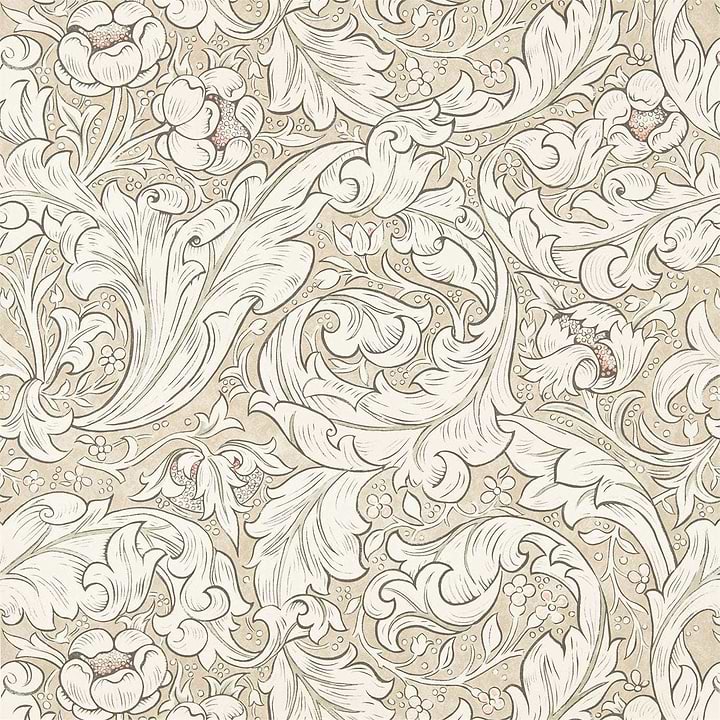 Pure Bachelors Button-behang-Tapete-Morris & Co-Linen/Coral-Rol-216051-Selected Wallpapers