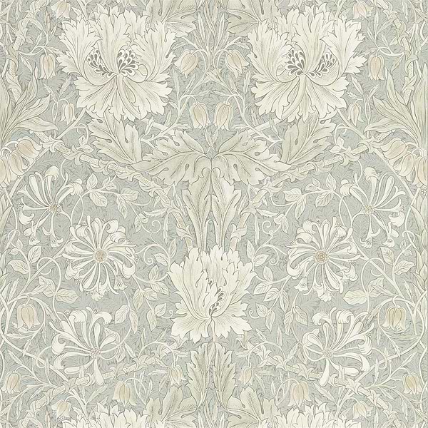 Pure Honeysuckle & Tulip-behang-Tapete-Morris & Co-Grey Blue-Rol-216525-Selected Wallpapers