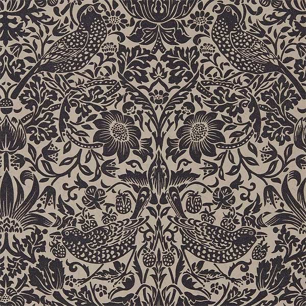 Pure Strawberry Thief-behang-Tapete-Morris & Co-Gilver/Graphite-Rol-216018-Selected Wallpapers
