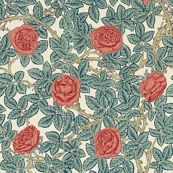 Rambling Rose-behang-Tapete-Morris & Co-Emery Blue/Madder-Rol-217206-Selected Wallpapers