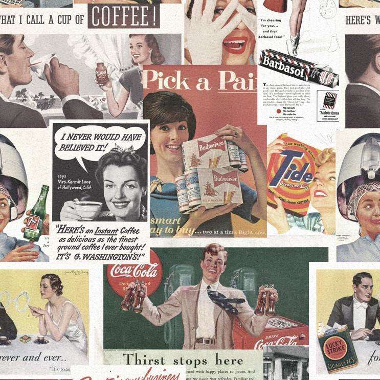 Retro Ads-behang-Tapete-Mind the Gap-Multicolor-300 cm (standaard)-WP20069-Selected Wallpapers