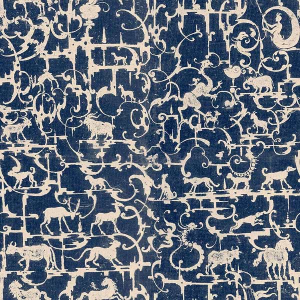 Royal Hunting-behang-Tapete-Mind the Gap-Bleu-300 cm (standaard)-WP20420-Selected Wallpapers