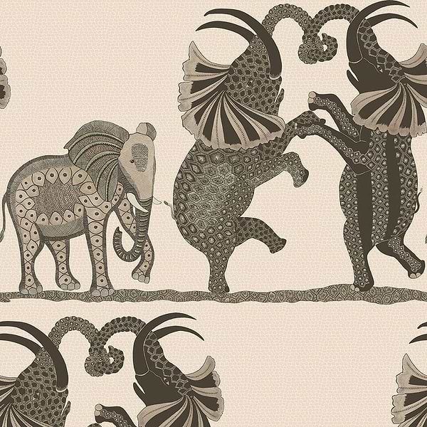 Safari Dance-Behang-Tapete-Cole & Son-Linen & Charcoal-Rol-109/8036-Selected Wallpapers