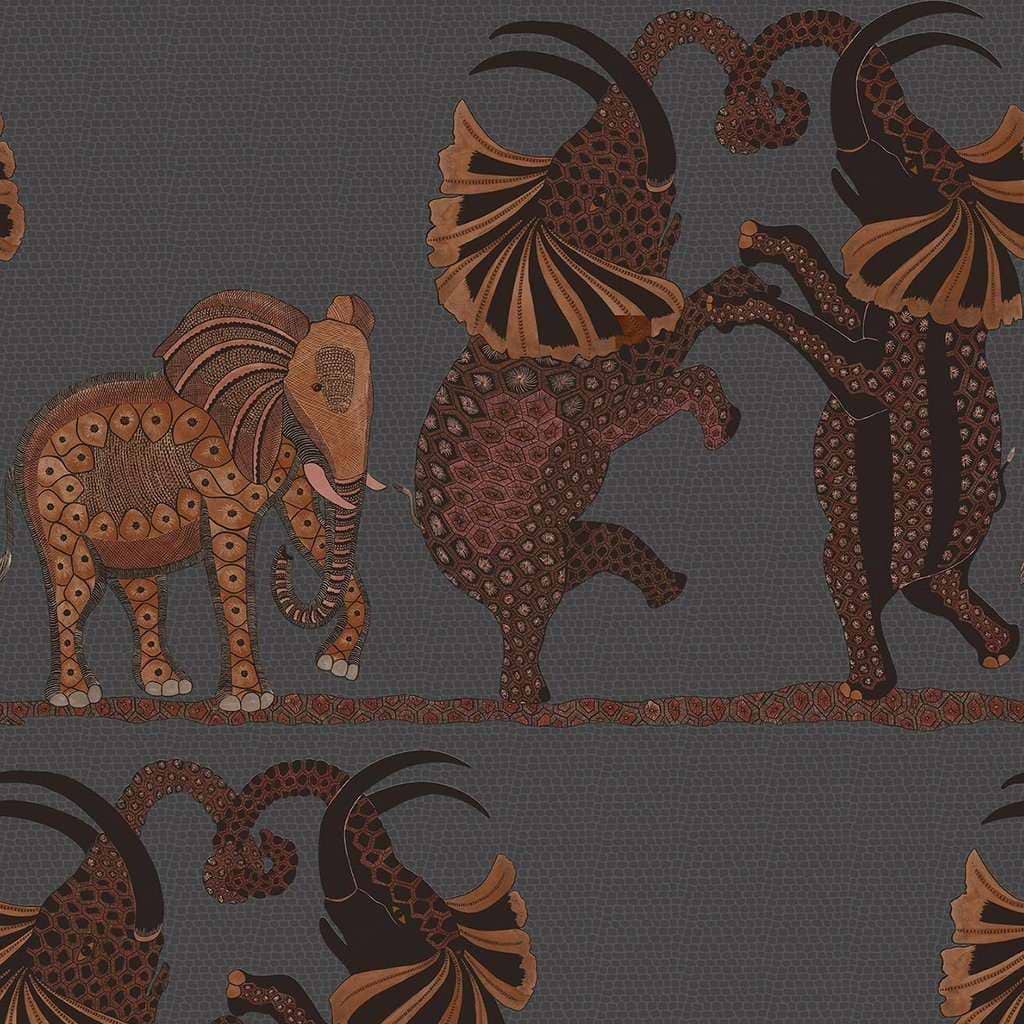 Safari Dance-Behang-Tapete-Cole & Son-Ginger on Charcoal-Rol-109/8040-Selected Wallpapers