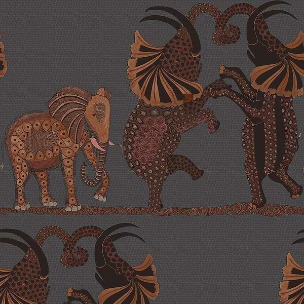 Safari Dance-Behang-Tapete-Cole & Son-Ginger on Charcoal-Rol-109/8040-Selected Wallpapers