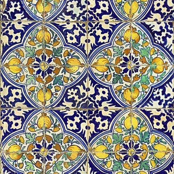 Sardegna Tiles-behang-Tapete-Mind the Gap-Blue-300 cm (standaard)-WP20574-Selected Wallpapers