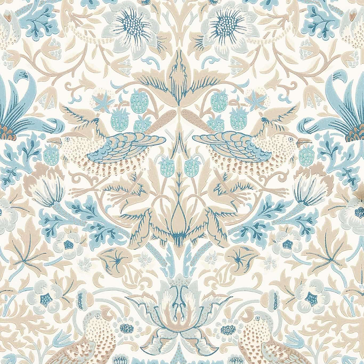 Simply Strawberry Thief-Behang-Tapete-Morris & Co-Slate/Vellum-Rol-217060-Selected Wallpapers