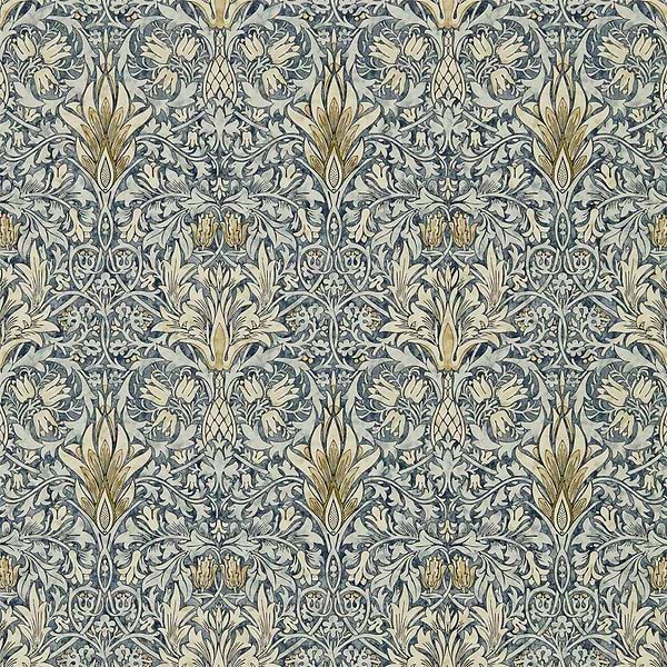 Snakeshead-behang-Tapete-Morris & Co-Indigo/Cumin-Rol-216428-Selected Wallpapers