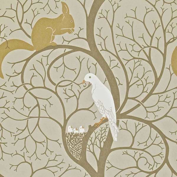 Squirrel & Dove-behang-Tapete-Sanderson-Linen/Ivory-Rol-DVIWSQ101-Selected Wallpapers