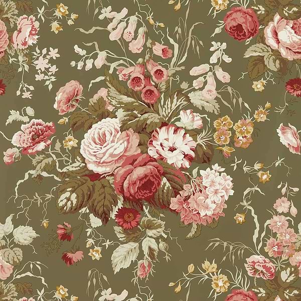 Stapleton Park-behang-Tapete-Sanderson-Olive/Bengal Red-Rol-217046-Selected Wallpapers