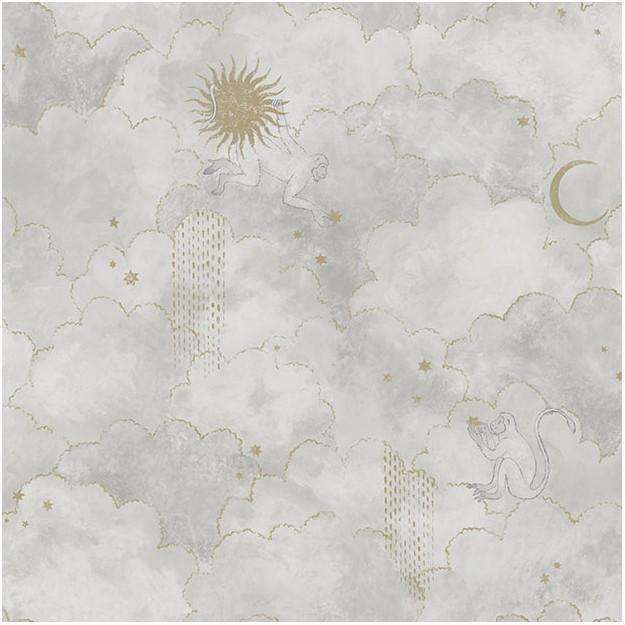 Stars and Monkeys-behang-Tapete-Les Dominotiers-Grey-Rol-AFDC204/2-Selected Wallpapers