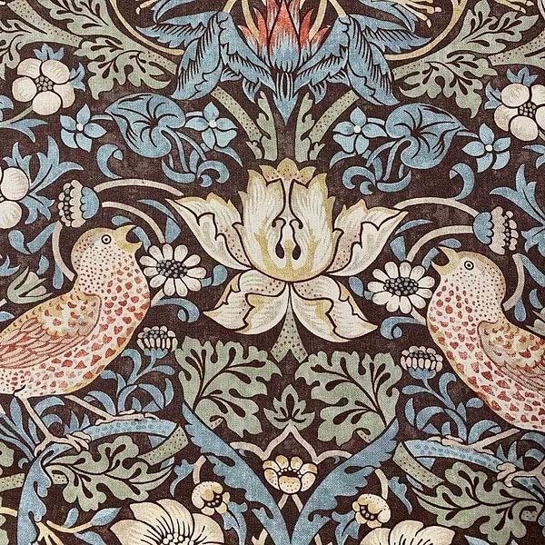 Strawberry Thief stof-Fabric-Tapete-Morris & Co-Chocolate Slate-Meter (M1)-226719-Selected Wallpapers