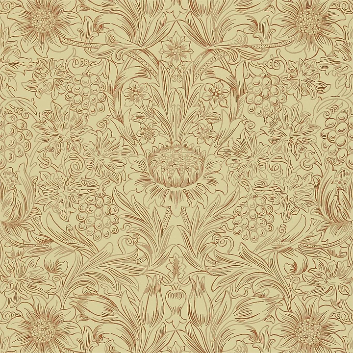 Sunflower Edge-behang-Tapete-Morris & Co-Red/Biscout-Rol-210473-Selected Wallpapers
