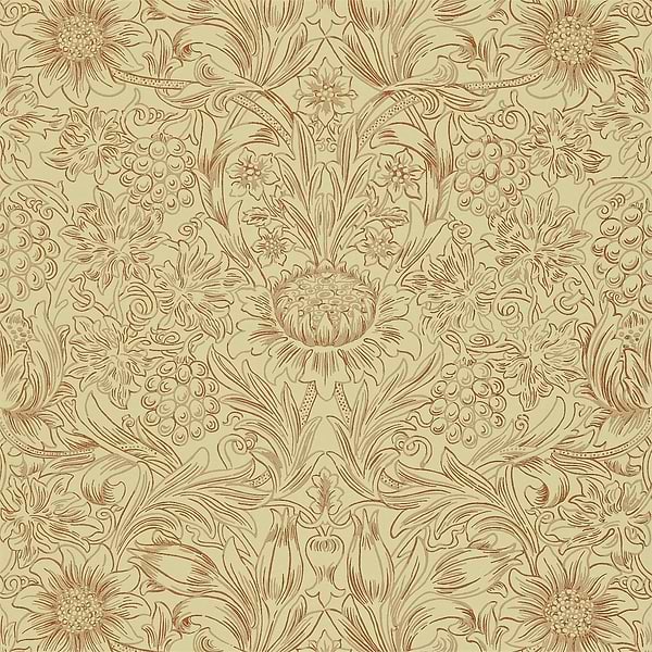 Sunflower Edge-behang-Tapete-Morris & Co-Red/Biscout-Rol-210473-Selected Wallpapers