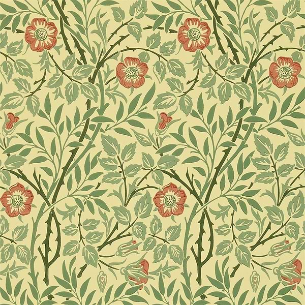 Sweet Briar-behang-Tapete-Morris & Co-Green/Blue/Rust-Rol-210478-Selected Wallpapers