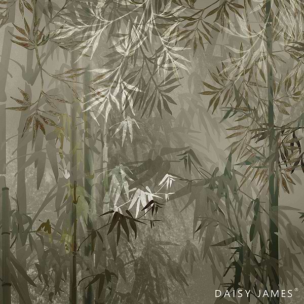 The Bamboo Green behang-behang-Daisy James-Green-Vinyl-M2-Selected Wallpapers &amp; Interiors