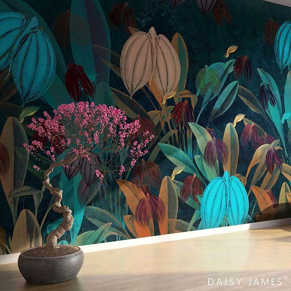 The Blue Cherry behang-Behang-Daisy James-Selected Wallpapers &amp; Interiors