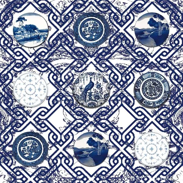 The Blue Delft NO 1 behang-behang-Daisy James-Original-Vinyl-M2-Selected Wallpapers & Interiors