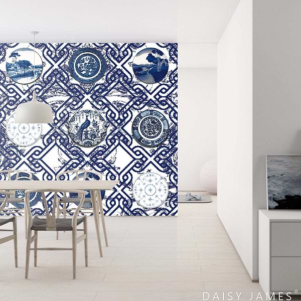 The Blue Delft NO 1 behang-behang-Daisy James-Selected Wallpapers &amp; Interiors