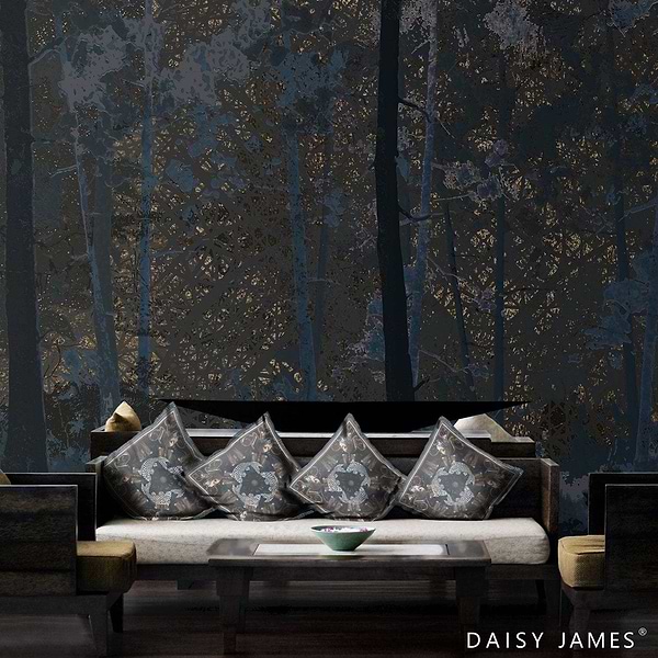 The Blue Forest behang-behang-Daisy James-Selected Wallpapers &amp; Interiors
