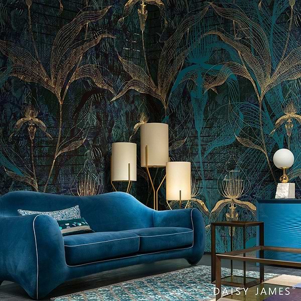 The Blue Orchid behang-behang-Daisy James-Selected Wallpapers & Interiors