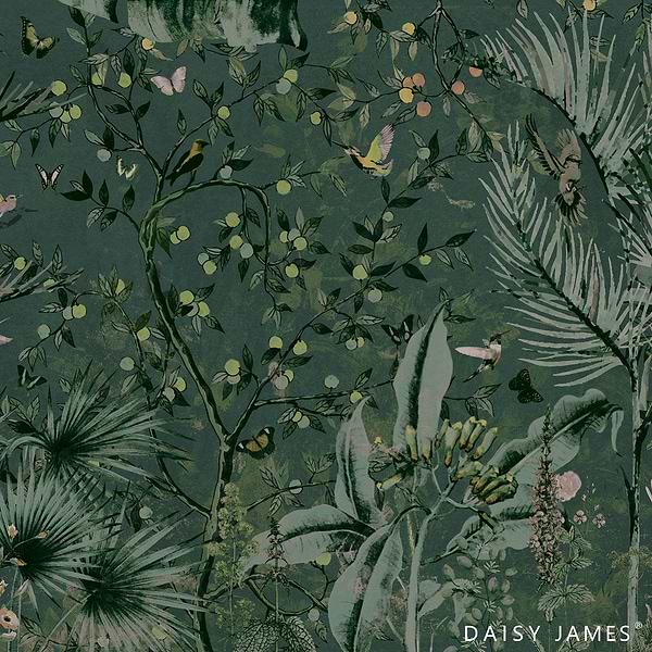 The Canopy behang-behang-Daisy James-Green-Vinyl-M2-Selected Wallpapers &amp; Interiors