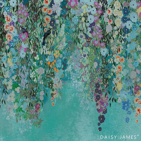 The Cascade behang-behang-Daisy James-Blue-Vinyl-M2-Selected Wallpapers &amp; Interiors
