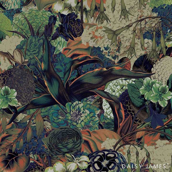 The Flowery behang-behang-Daisy James-Multicolor-Vinyl-M2-Selected Wallpapers &amp; Interiors