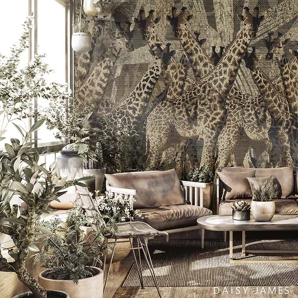 The Giraffes behang-behang-Daisy James-Selected Wallpapers & Interiors