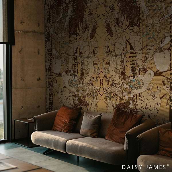 The Herald Ocher behang-behang-Daisy James-Selected Wallpapers &amp; Interiors