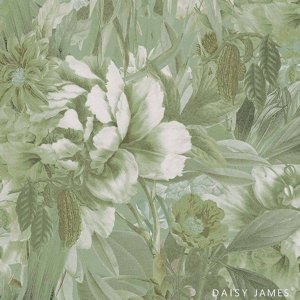 The Hosta Green behang-Behang-Daisy James-Green-Vinyl-M2-Selected Wallpapers &amp; Interiors