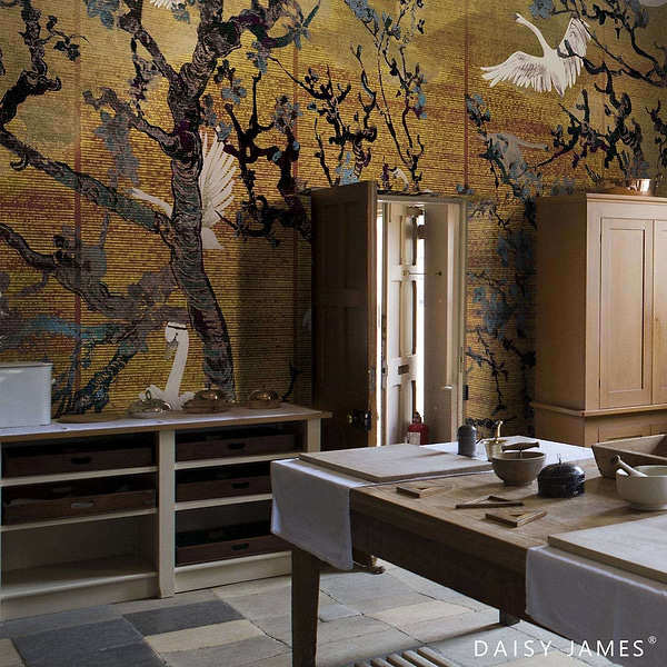 The Lake Ocher behang-behang-Daisy James-Selected Wallpapers &amp; Interiors