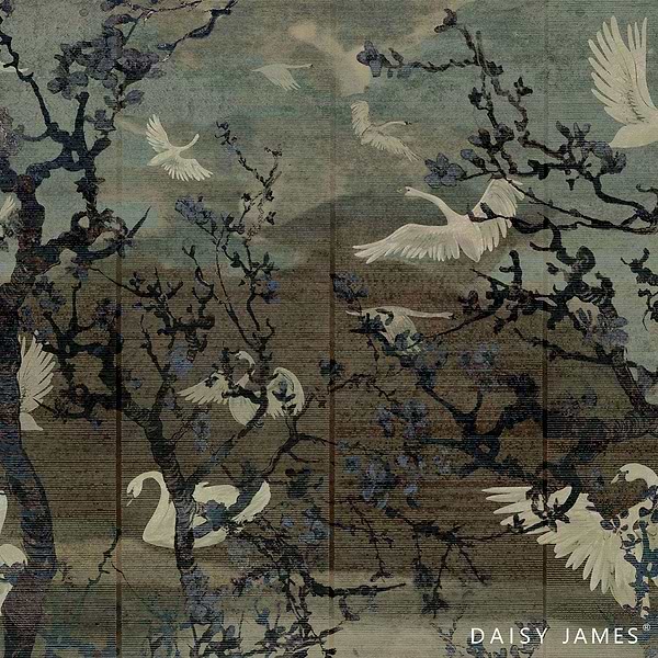 The Lake Petrol behang-behang-Daisy James-Petrol-Vinyl-M2-Selected Wallpapers &amp; Interiors