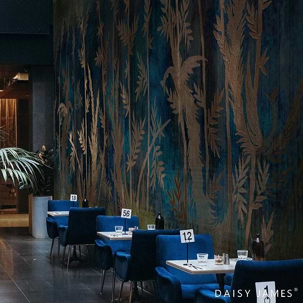 The Loom Blue behang-Behang-Daisy James-Selected Wallpapers & Interiors