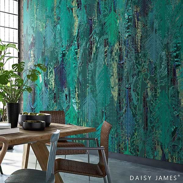 The Panache Turquoise behang-behang-Daisy James-Selected Wallpapers & Interiors