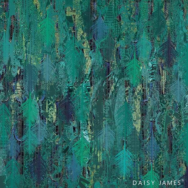 The Panache Turquoise behang-behang-Daisy James-Turquoise-Vinyl-M2-Selected Wallpapers & Interiors