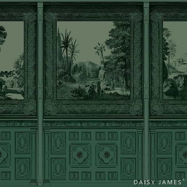 The Panel behang-behang-Daisy James-Green-Vinyl-M2-Selected Wallpapers &amp; Interiors