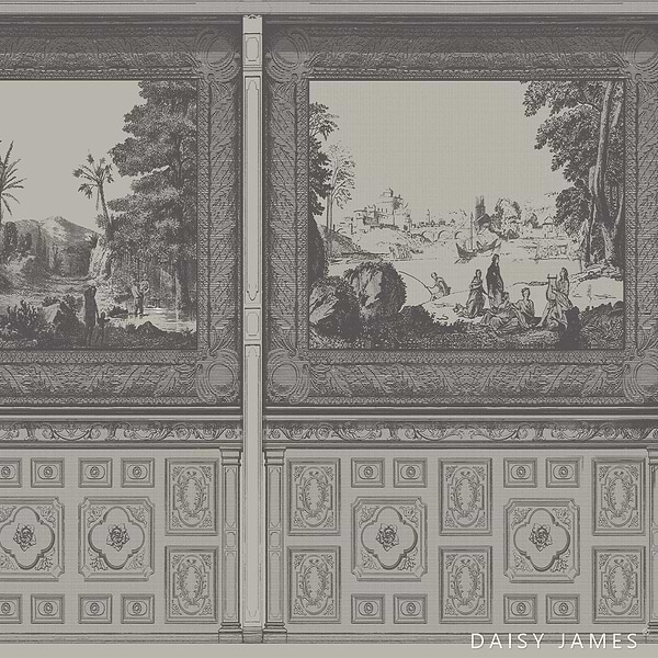 The Panel behang-behang-Daisy James-Grey-Vinyl-M2-Selected Wallpapers &amp; Interiors