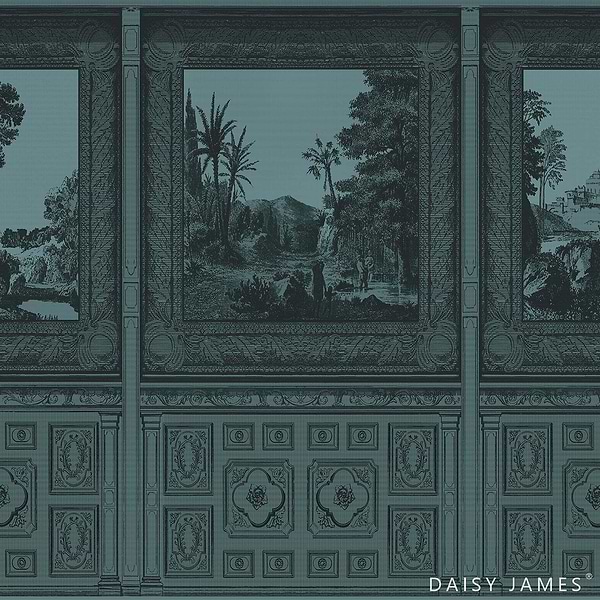 The Panel behang-behang-Daisy James-Petrol-Vinyl-M2-Selected Wallpapers &amp; Interiors