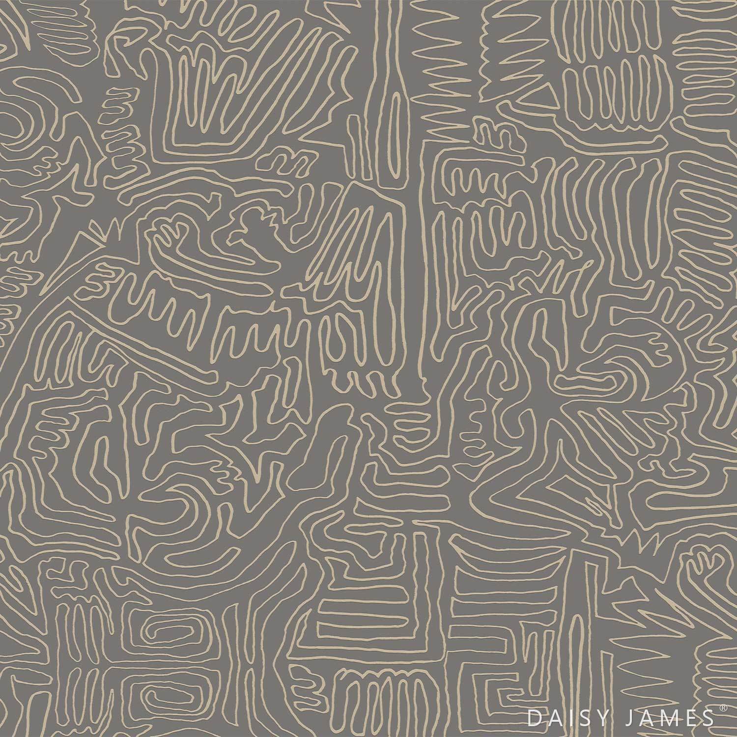 The Roam behang-Behang-Daisy James-Grey-Vinyl-M2-Selected Wallpapers &amp; Interiors