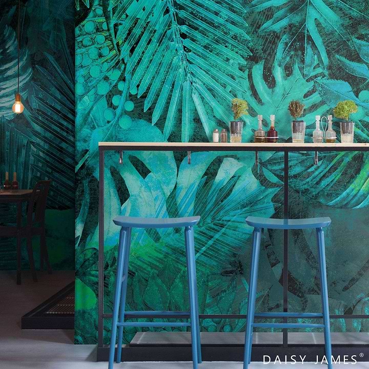 The Viridity Turqoise behang-Behang-Daisy James-Selected Wallpapers &amp; Interiors