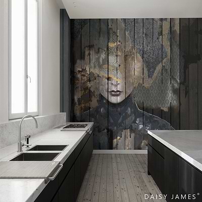 The Wooden Face behang-behang-Daisy James-Selected Wallpapers &amp; Interiors
