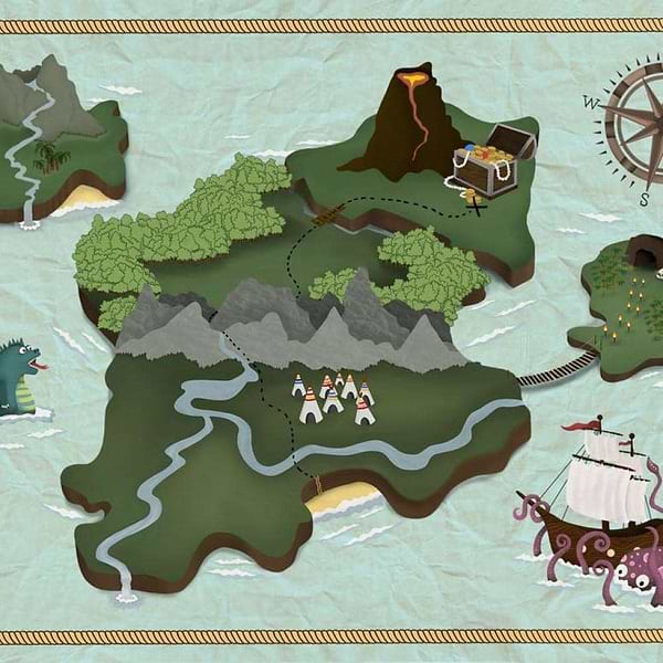 Treasure Map-behang-Tapete-Coordonne-Mint-Non Woven-9700070-Selected Wallpapers