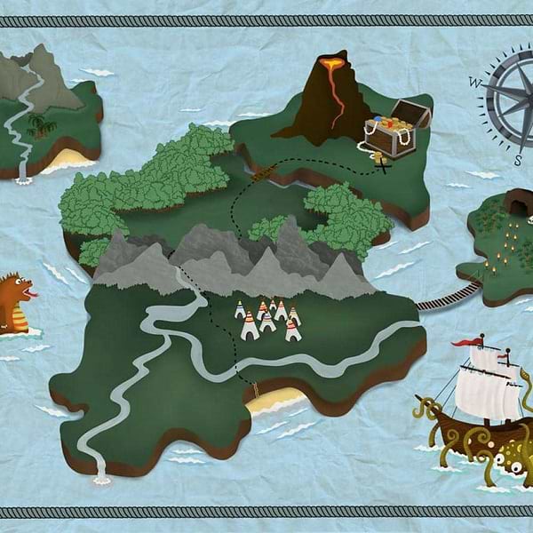 Treasure Map-behang-Tapete-Coordonne-Aqua-Non Woven-9700071-Selected Wallpapers